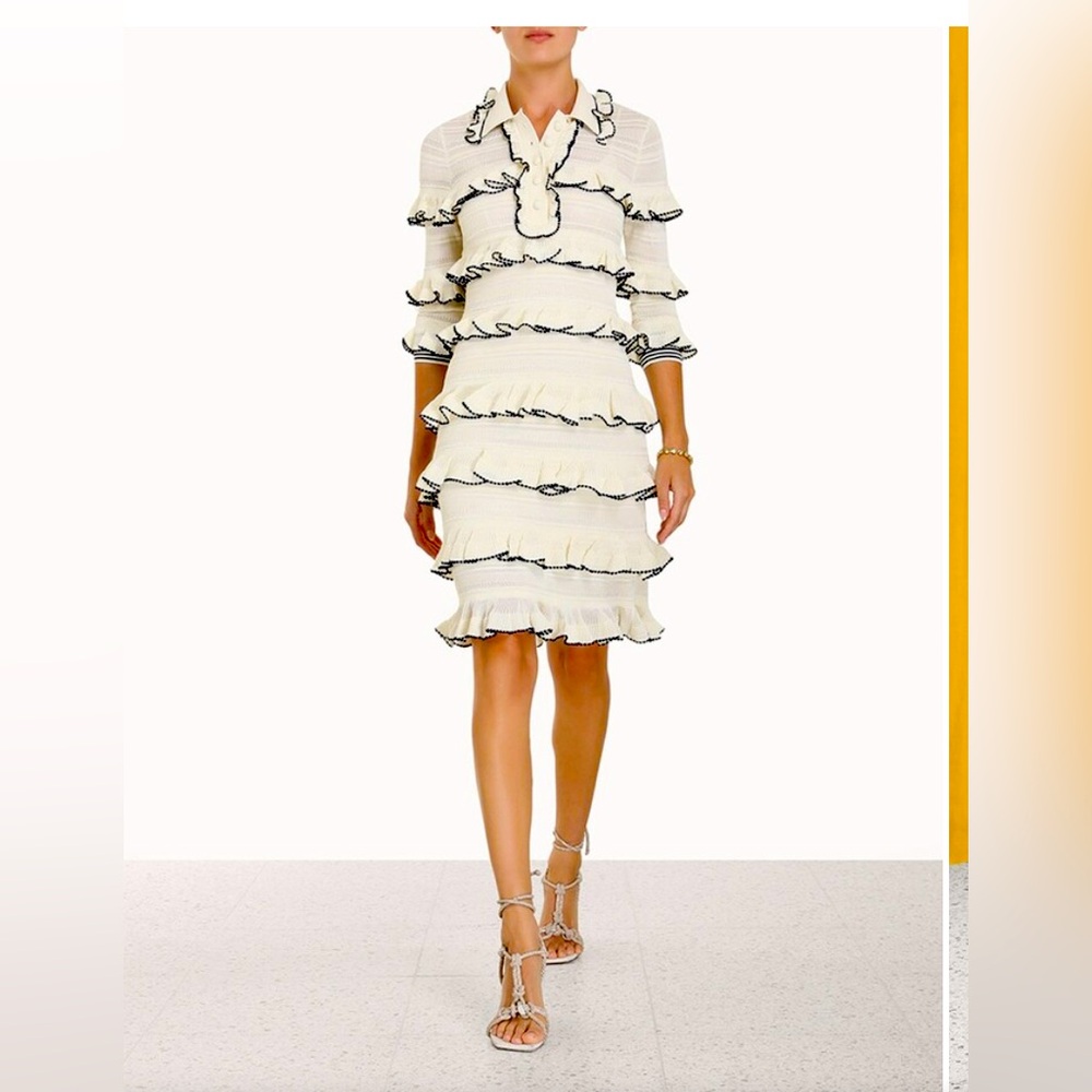 Zimmermann High Tide Frill Mini Dress AU 0P